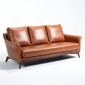 Leren bank met drie kussens in bruin 200 x 80 x 85cm