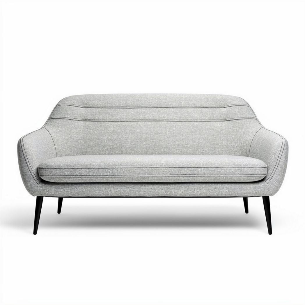 Grijze stoffen bank met metalen poten 180 x 80 x 85cm