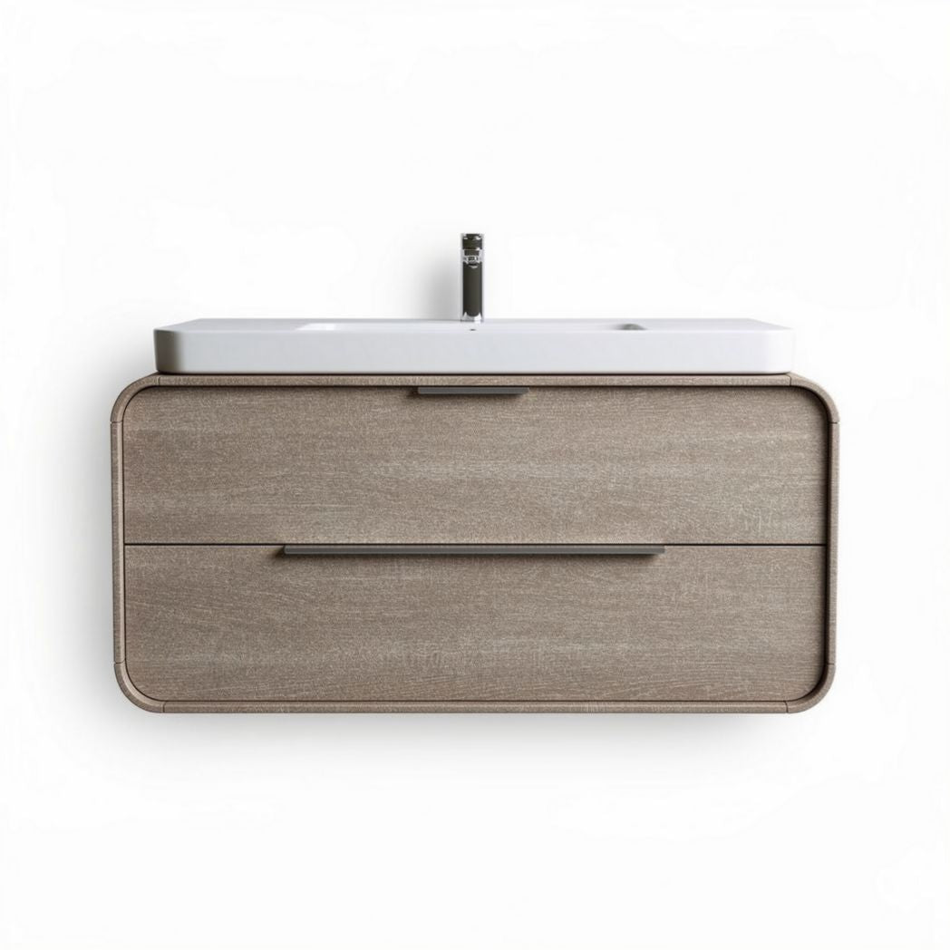 Wandmeubel met wastafel in houtlook 70 x 50 x 20cm geschikt voor badkamer