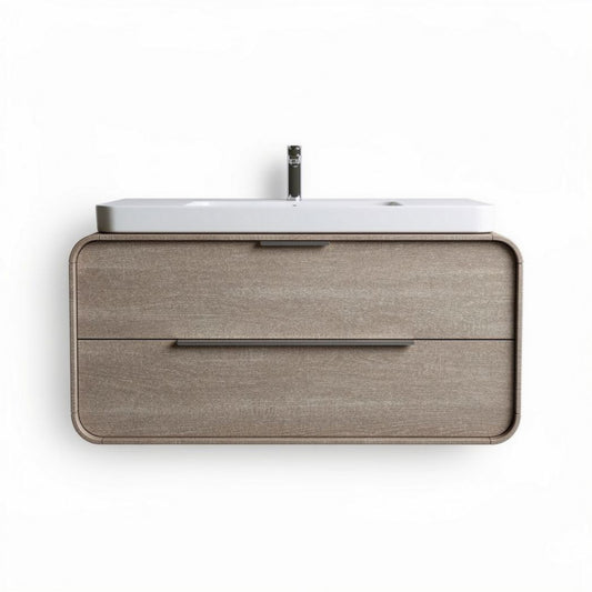 Wandmeubel met wastafel in houtlook 70 x 50 x 20cm geschikt voor badkamer