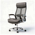 Bureaustoel met mesh rugleuning en lederen zitting 58 x 60 x 110cm zwart