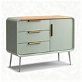 Kast in mintgroen met houten blad en metalen poten 80 x 40 x 75cm