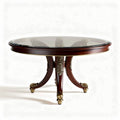 ronde salontafel van mahoniehout met glazen blad 90 x 90 x 75cm
