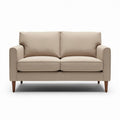 Beige stoffen bank met houten poten 200 x 90 x 85cm voor woonkamer