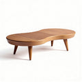 Houten koffietafel in organische vorm 120 x 60 x 30cm met slanke poten